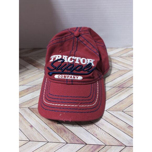 Tractor Supply Company Hat Adult Size Red Adjustable Strap Back Baseball Cap - Picture 1 of 9
